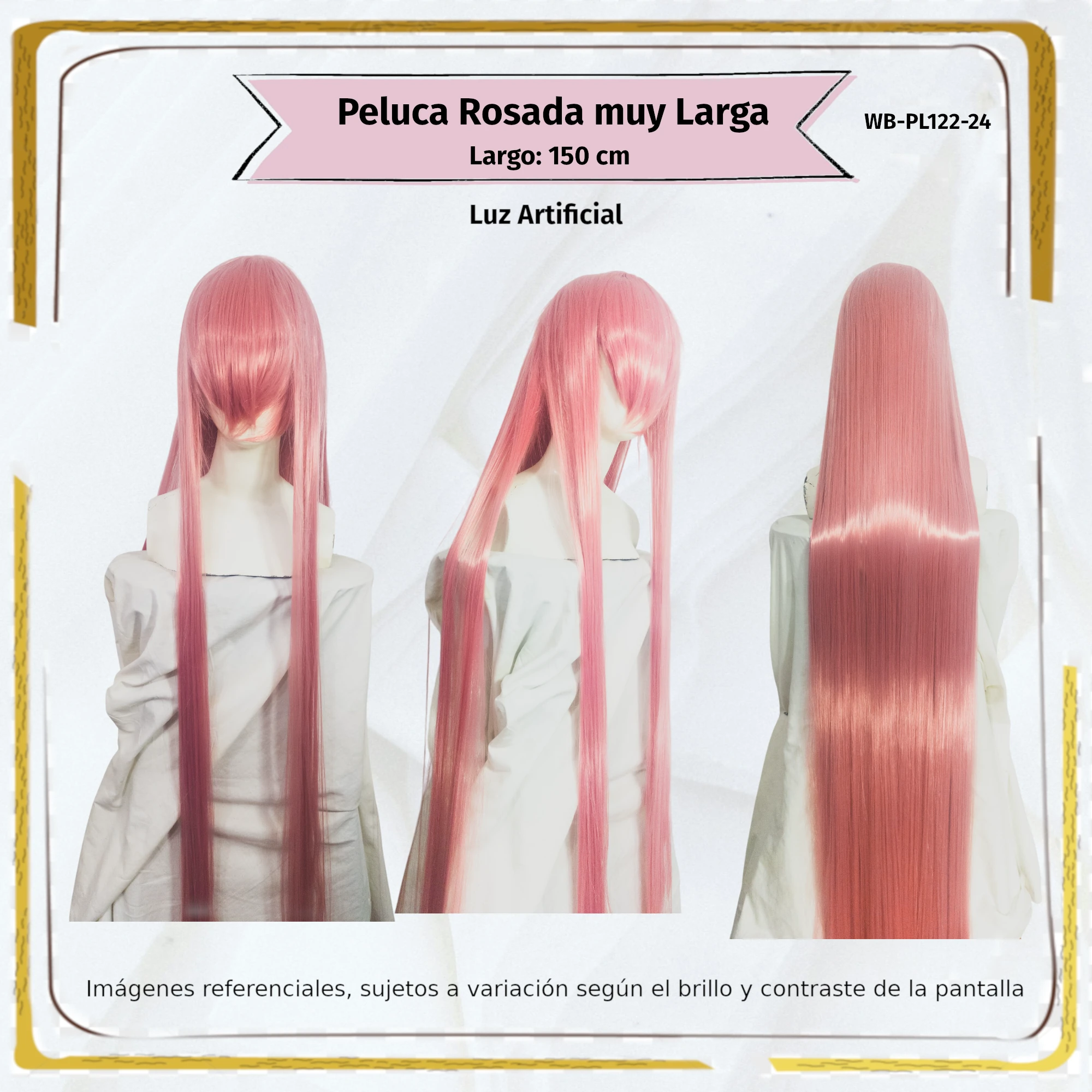 Peluca 150cm Rosado Larga (WB-PL122-24) - Image 2