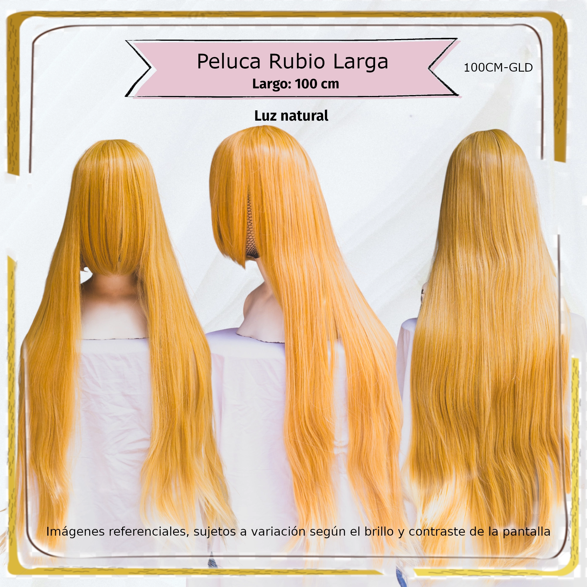 Peluca Rubio Larga (WB-100CM-GLD) - Image 3
