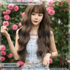 Peluca Estilo Coreano Castaño Mediana (WB-C-0361)