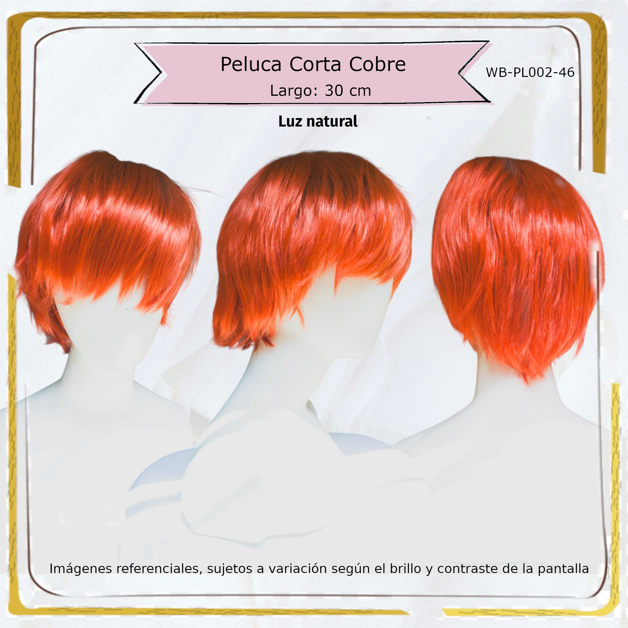 Peluca Rojo Corta (WB-PL002-46) - Image 3