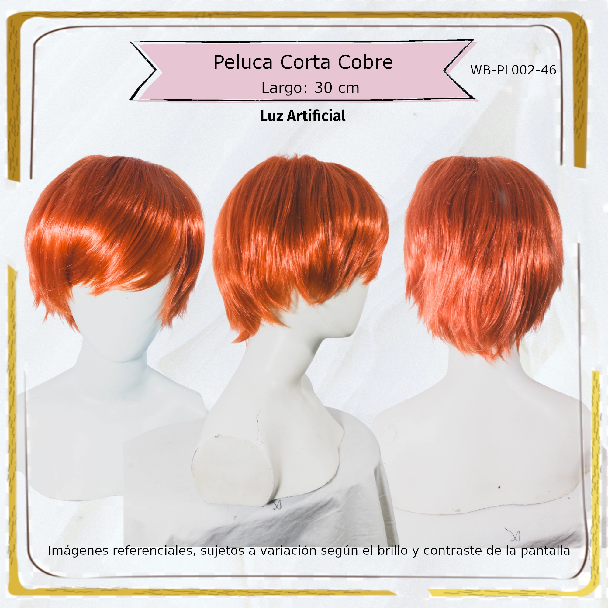 Peluca Rojo Corta (WB-PL002-46) - Image 2