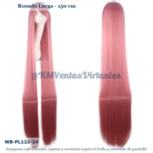 Peluca 150cm Rosado Larga (WB-PL122-24)