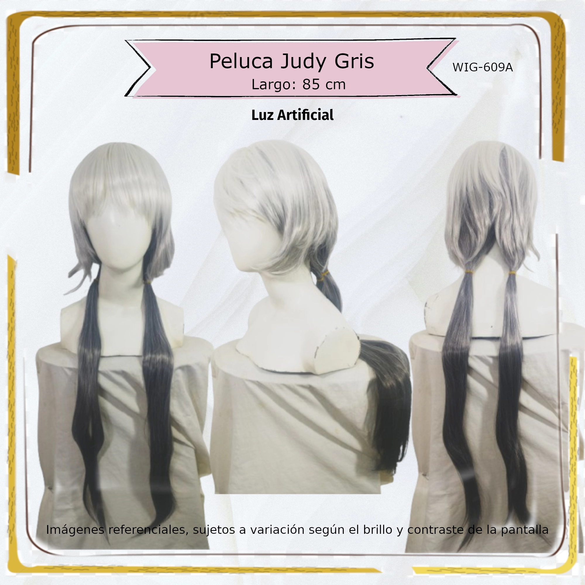 Peluca Judy Gris Larga (WIG-609A) - Image 2