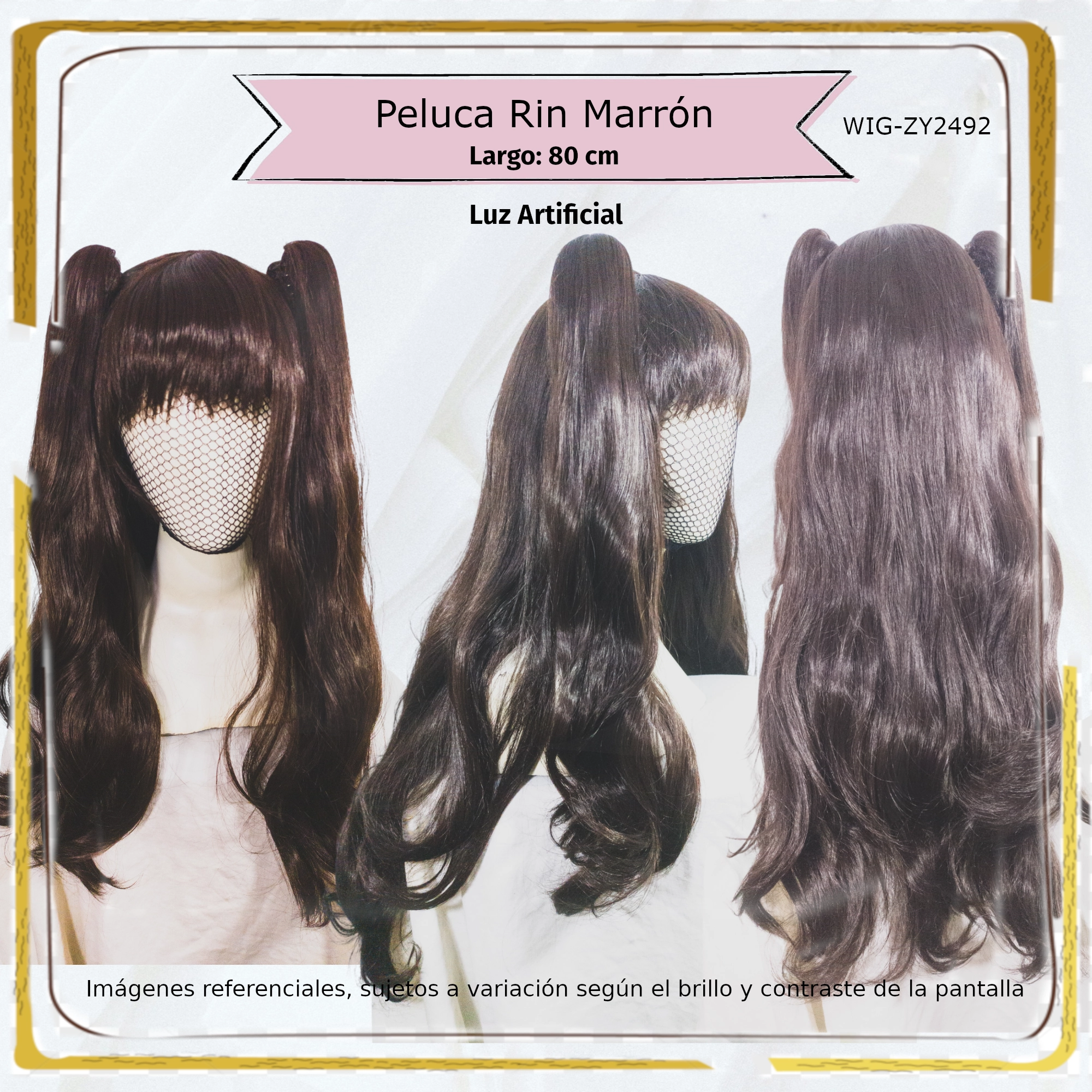 Peluca Rin Marrón Larga (WIG-ZY249) - Image 3