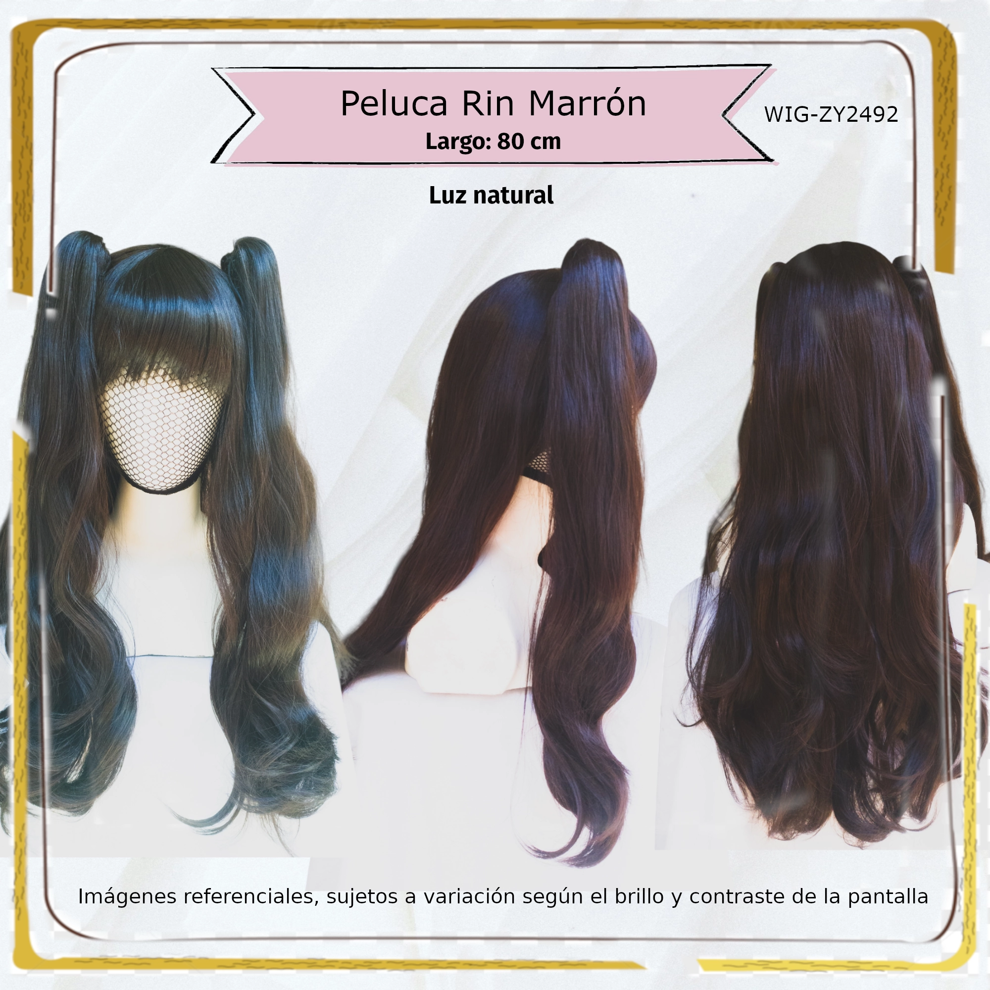Peluca Rin Marrón Larga (WIG-ZY249) - Image 2